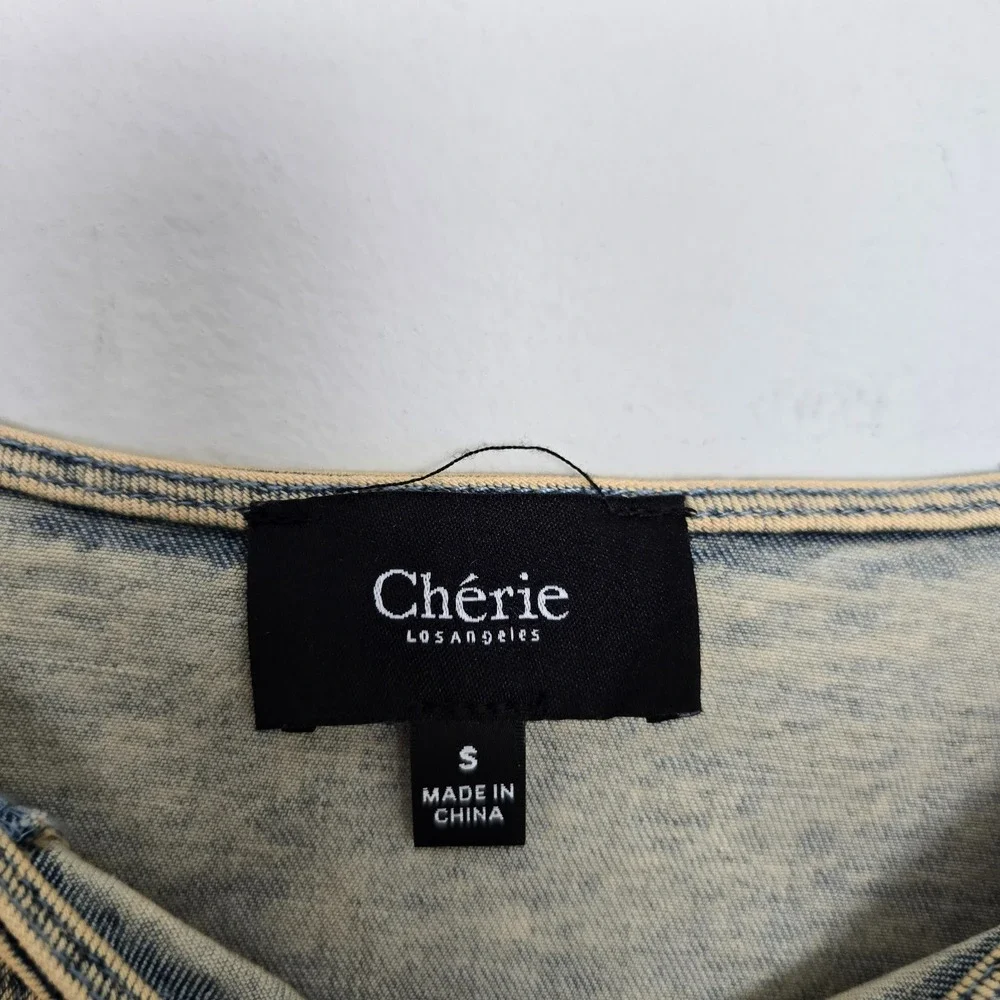 Cherie Los Angeles Womens Denim Crop Corset Skirt Set Small Y2K Chic Streetwear - Picture 8 of 10